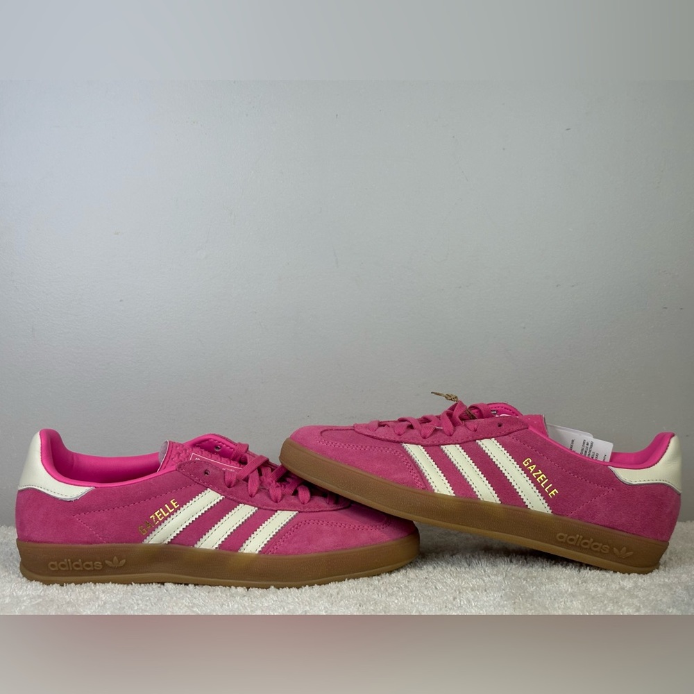 adidas Gazelle Hot Pink and White Suede Sneakers